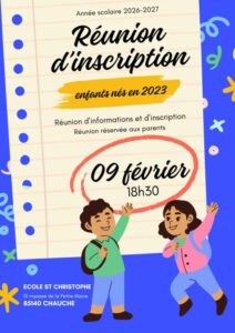 Réunion d’inscription – enfants nés en 2023